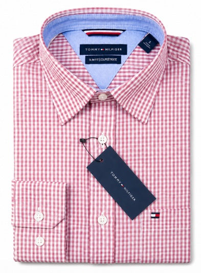 Premium Slim Fit Cotton Shirt — Pink Gingham Check