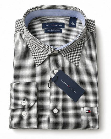 Premium Slim Fit Cotton Shirt — Black & White Gingham Check