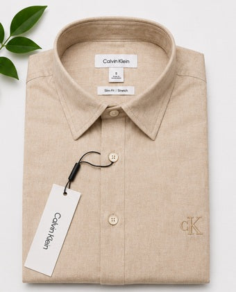 Premium Slim Fit Cotton Shirt — Beige