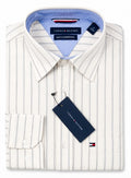 Premium Slim Fit Cotton Shirt — Ivory Pinstripe